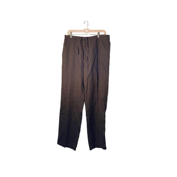 Calvin Klein Woman’s 100% Brown Linen Straight Leg Trouser Size Medium - Picture 1 of 4